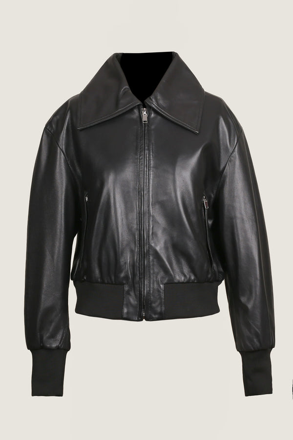 Women Oversized Pilot Leather Jacket