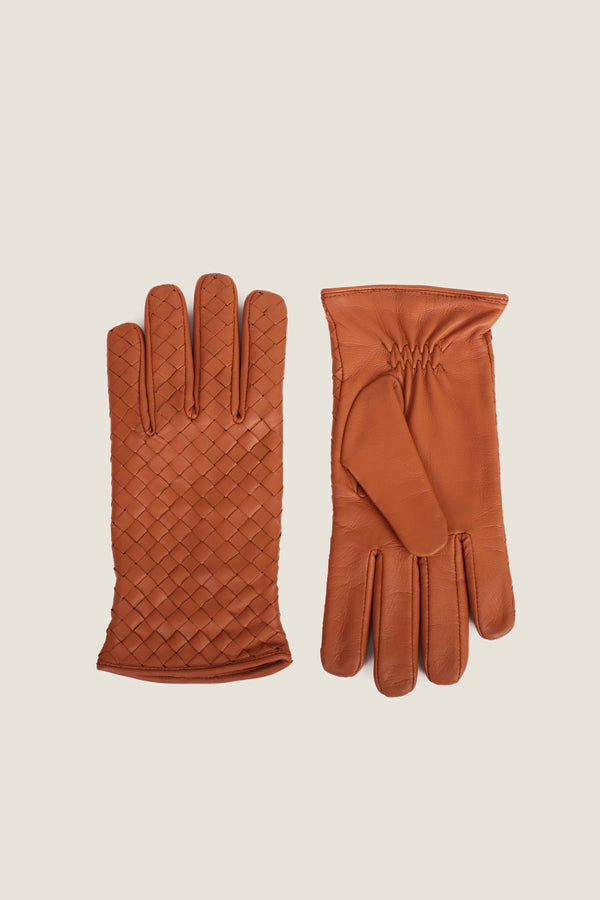 Men's Woven Style Fashion Leather Gloves