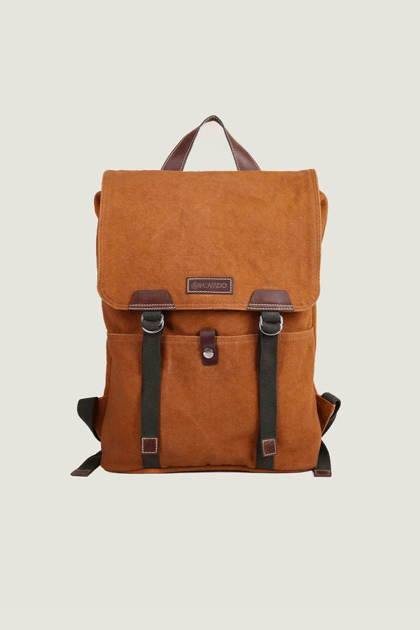 Leather and Jute Fabric Backpack