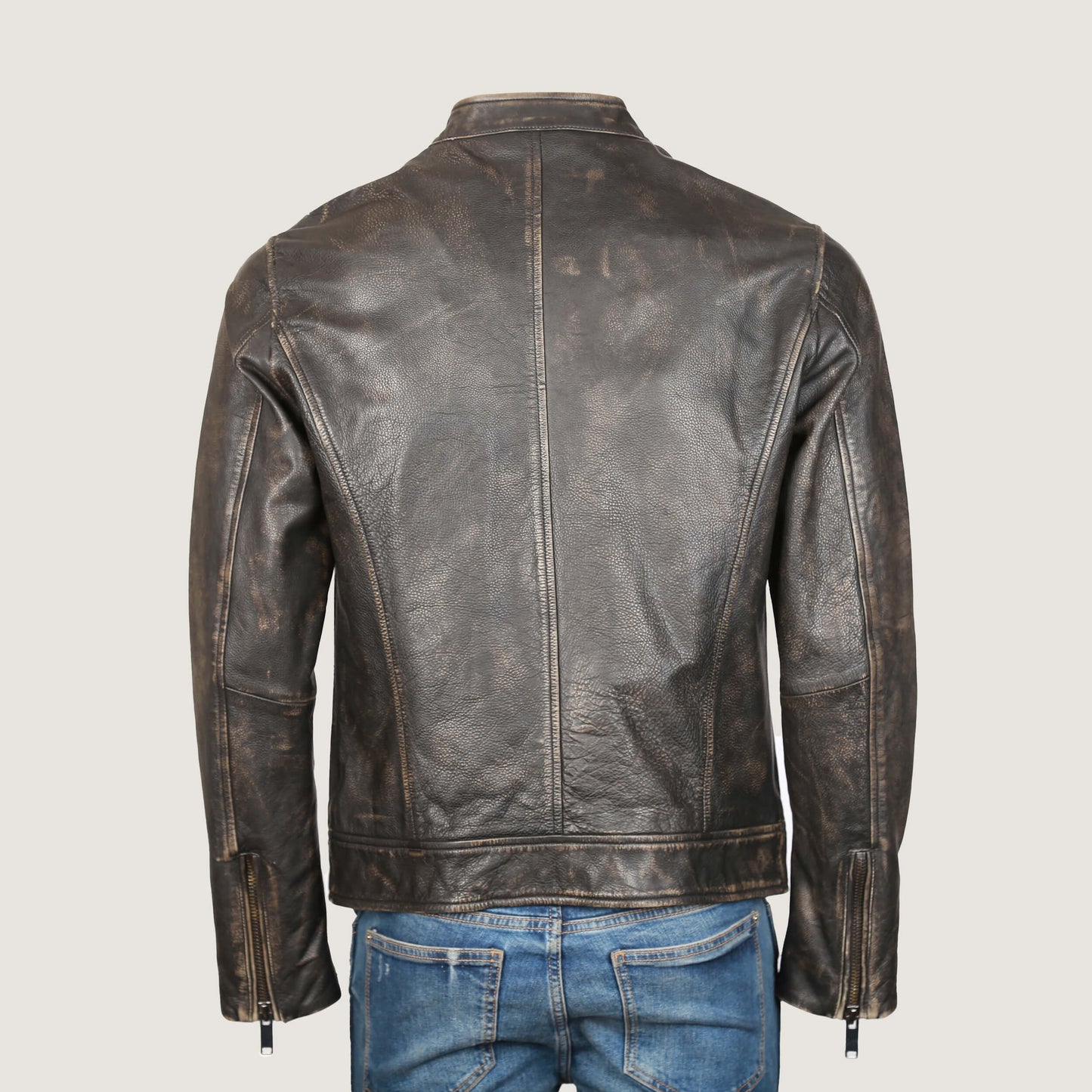 Men's Distressed Full Grain Leather Jacket