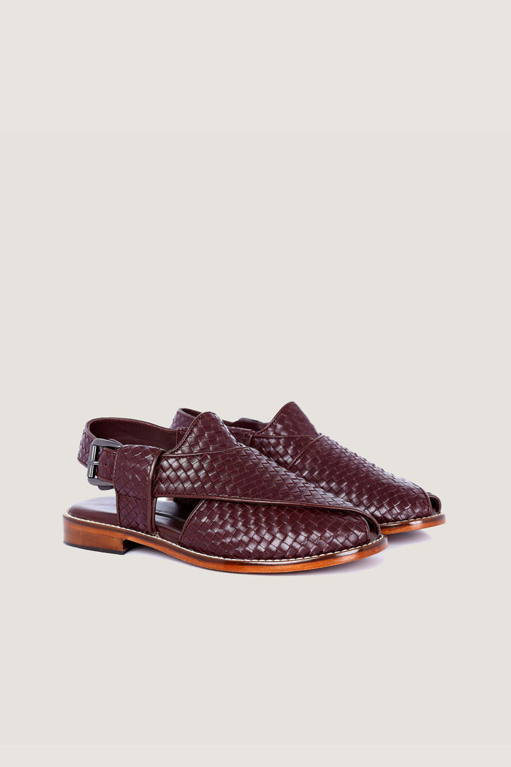 Novado- Indulge in unparalleled luxury with our Hand-Woven King Khan Chocolate Brown Sheep Leather Peshawari Chappals.