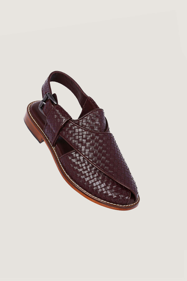Indulge in unparalleled luxury with our Hand-Woven King Khan Chocolate Brown Sheep Leather Peshawari Chappals.
