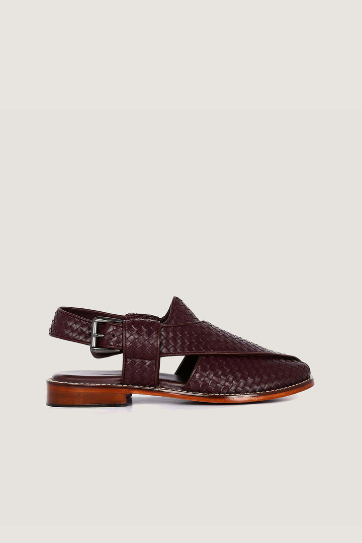 Indulge in unparalleled luxury with our Hand-Woven King Khan Chocolate Brown Sheep Leather Peshawari Chappals Novado