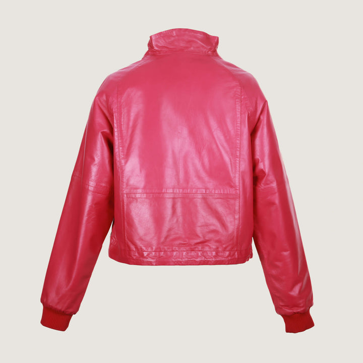 Women Bomber Leather Jacket Novado
