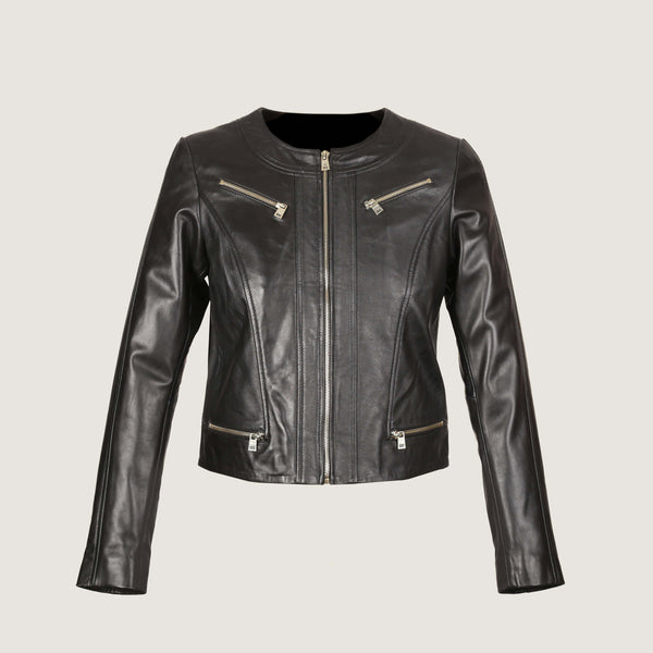 Women Classic Leather Jacket Novado