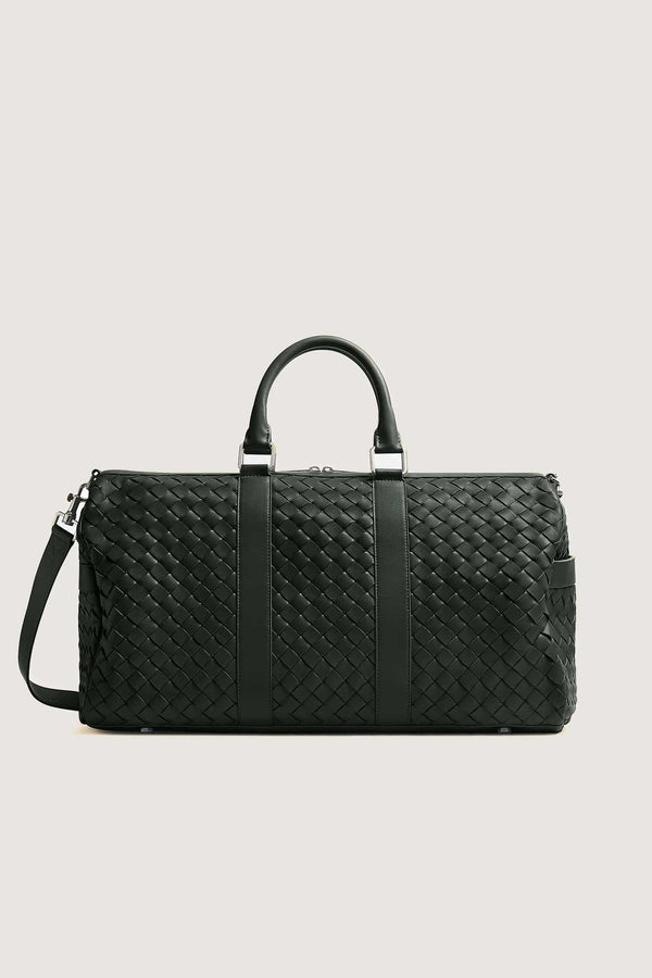 Woven Leather Duffle Bag